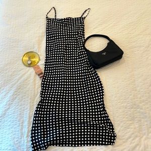 Zara Spaghetti Strap Polka Dot Black & White Midi Dress. Size S.